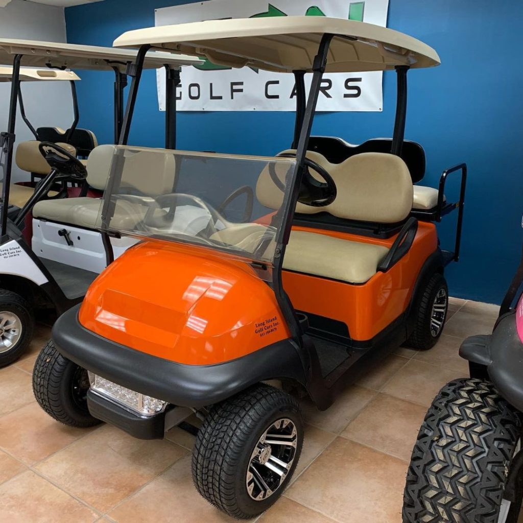 orange customized golf cart