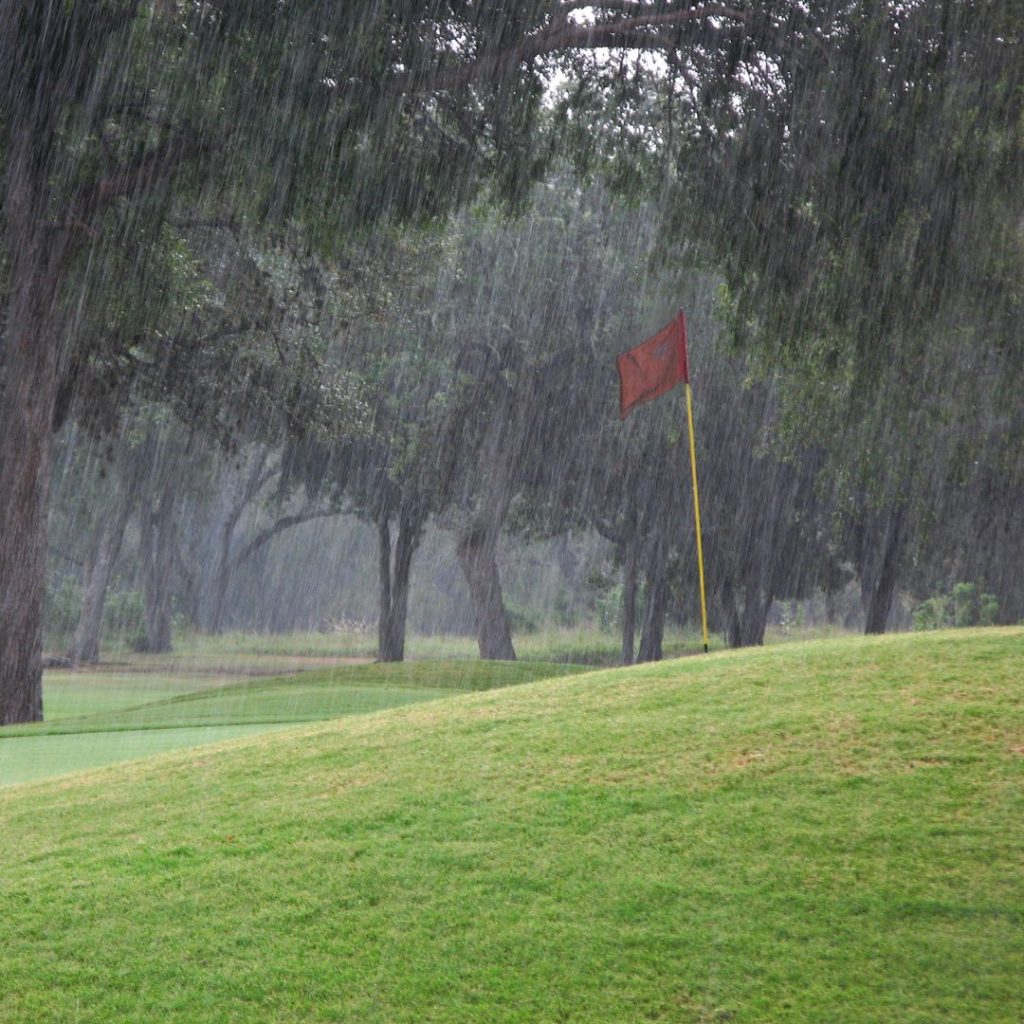 raining on golf course