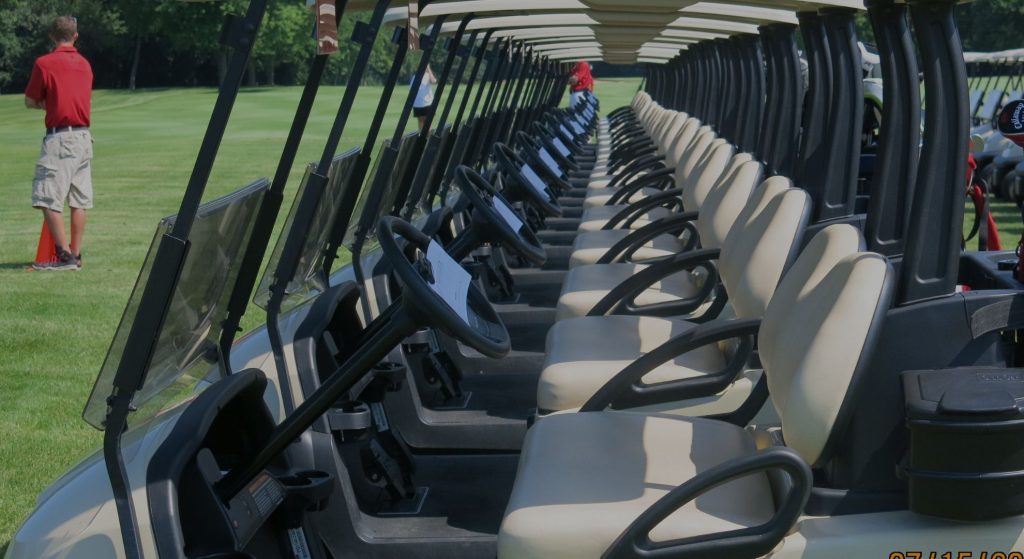 line of golf cars