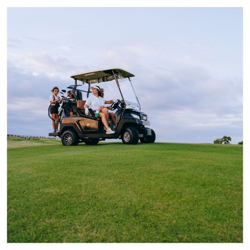 family golfing